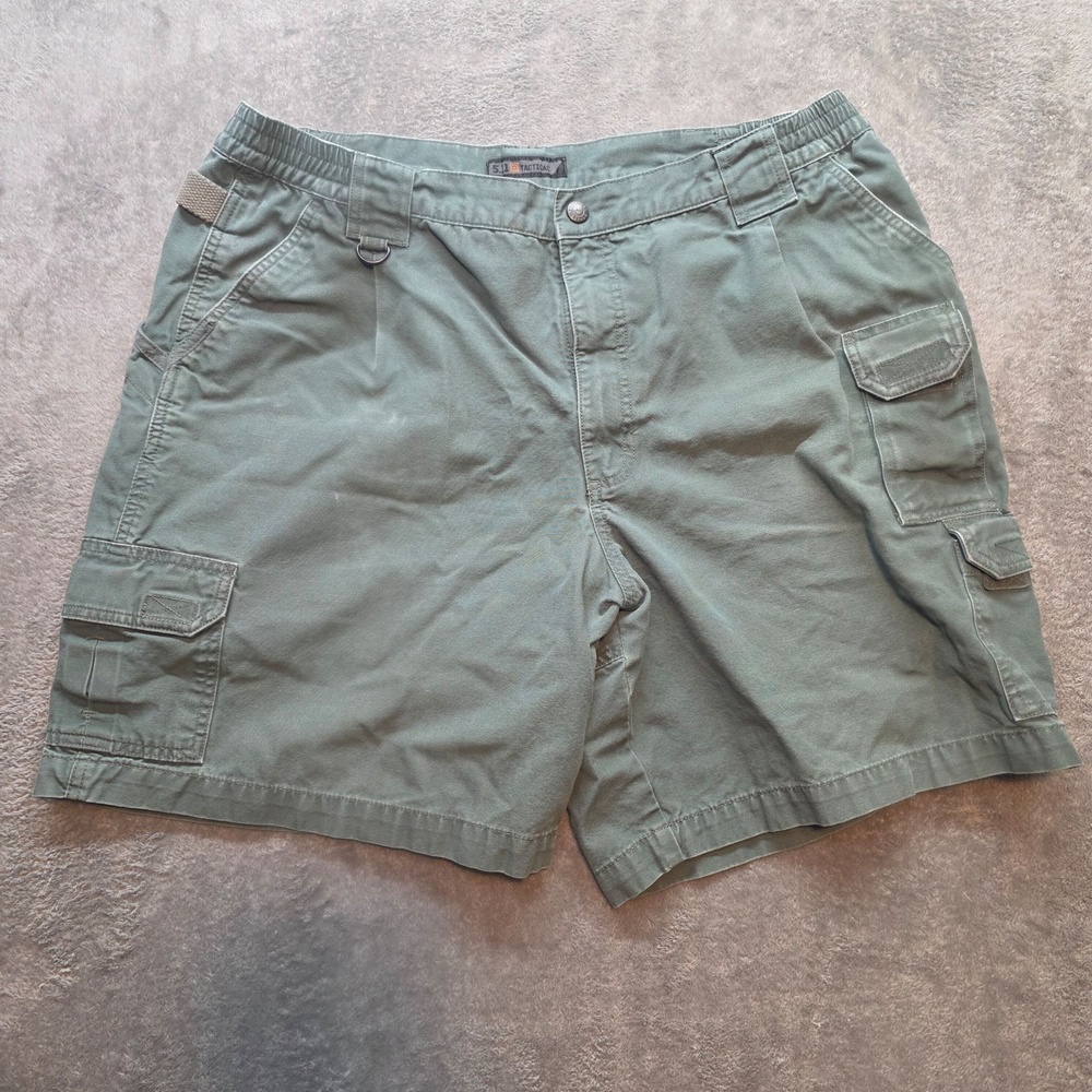 5.11 Tactical Cargo Shorts Mens 40 Green Canvas 9" Inseam Workwear Pockets
